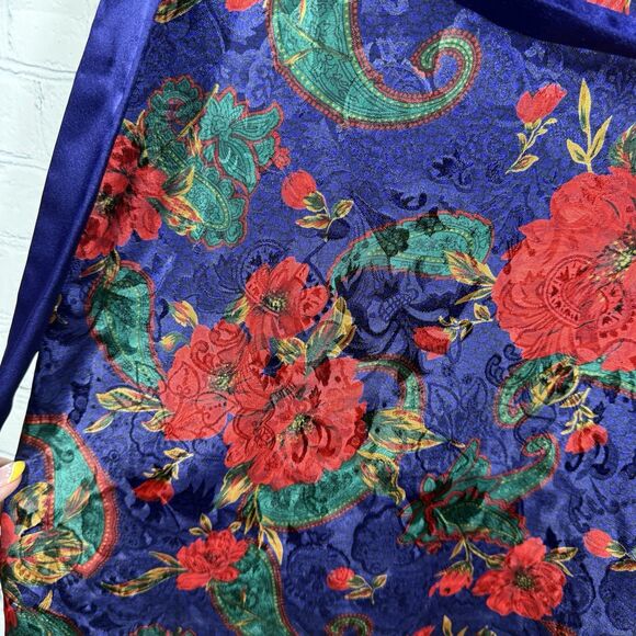 Vintage 90s Victoria's Secret Satin Sleep Dress Womens Small Purple Blue Floral - Picture 9 of 14